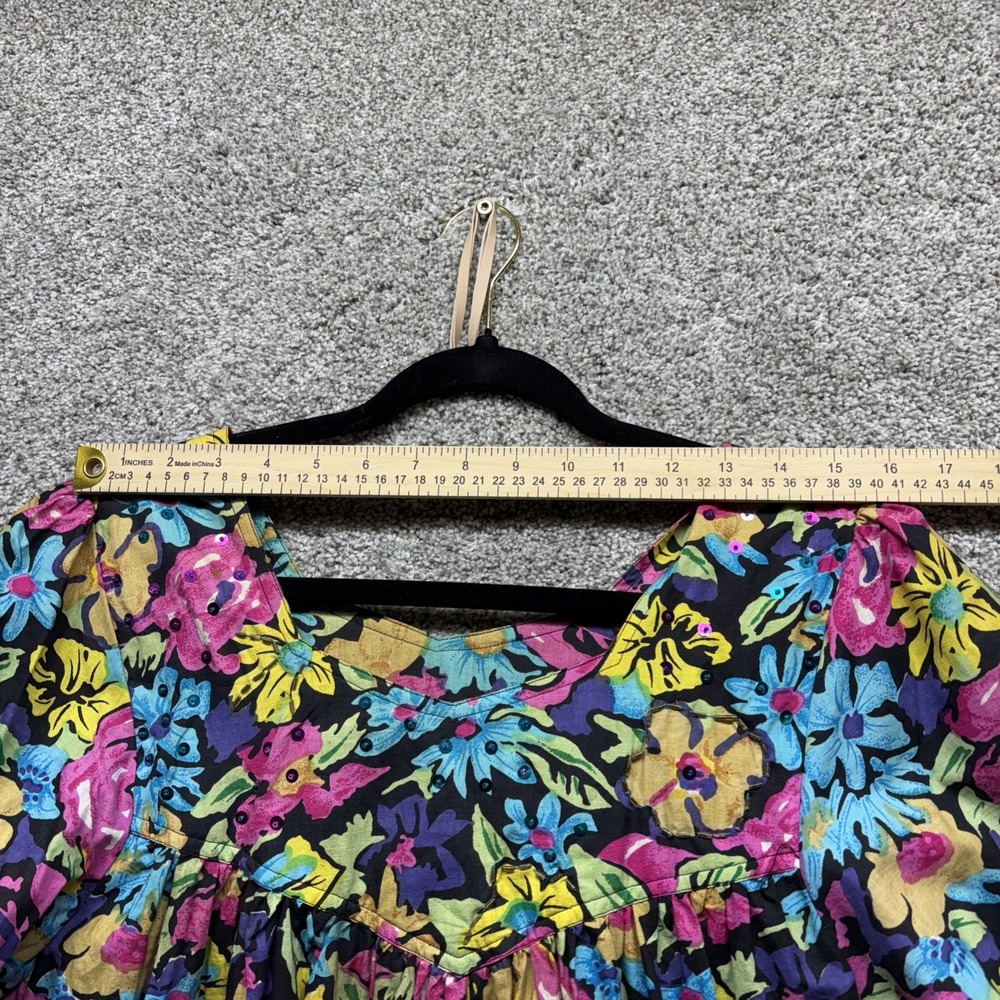 Sita Maxi Dress Womens SMALL Black Floral Rayon‎ Beachy Boho Vintage 80s NEW NWT - Picture 3 of 13
